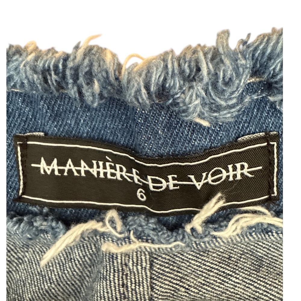 Maniere De Voir Patchwork Denim Jeans‎ Distressed Raw Hem High Waisted  Size 6 - Picture 9 of 11